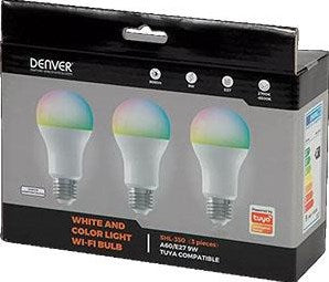 Denver LED GLS Mate RGB E27 9W Paquete de 3 Regulable Smart Wi-Fi Tuya - LED5040