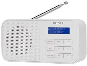 Denver radio dab+ 230v o batteria + funzione doppia sveglia bianca - 8140320