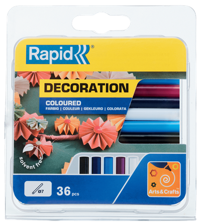 Rapid lijmpatronen gekleurd | classic | 7 mm x 94 mm | 36 stuks | blister - 5001363