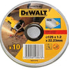 Dewalt 10 dischi da taglio metallo acciaio inossidabile 125 mm x 1 mm - in scatola - dt42340tz