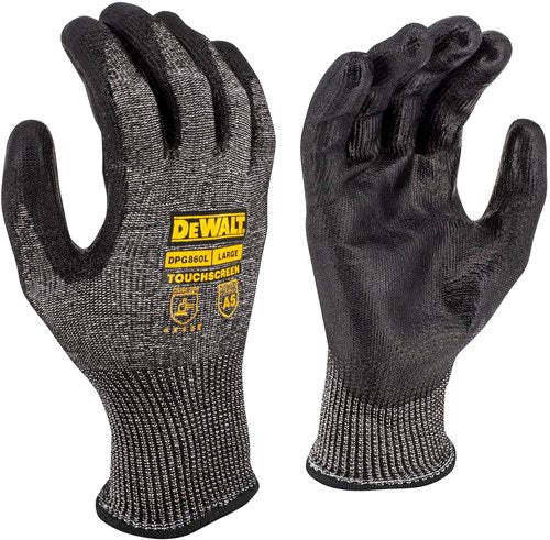 Guante de trabajo Dewalt 13g A4 Touch L con resistencia al corte de nivel A4 - DPG860Leu
