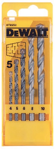 Casete de accesorios Dewalt, 5 piezas, brocas para mampostería estándar - dt6952-qz