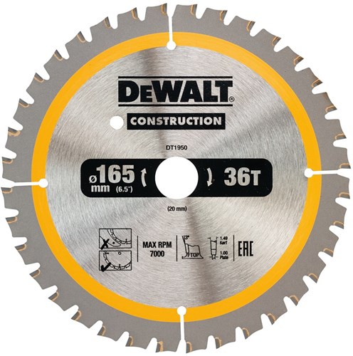 Accessori Dewalt lama sega circolare 165x20x36t, positiva 3°, tacca 1,5mm - dt1950-qz
