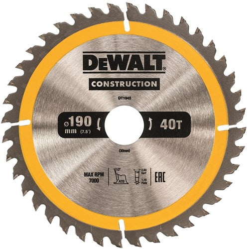 Accessori Dewalt lama per sega circolare 190x30x40t, positiva 10°, tacca 2,6mm - dt1945-qz