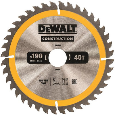 Accesorios Dewalt hoja de sierra circular 190x30x40t, positivo 10°, muesca 2,6mm - dt1945-qz