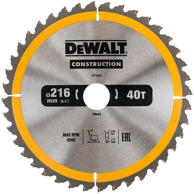 Accesorios Dewalt dt1953 hoja de sierra circular de construcción - 216x30x40t - madera - dt1953