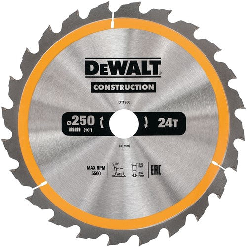 Accessori Dewalt lama sega circolare 250x30x24t, positiva 10°, tacca 3mm - dt1956-qz