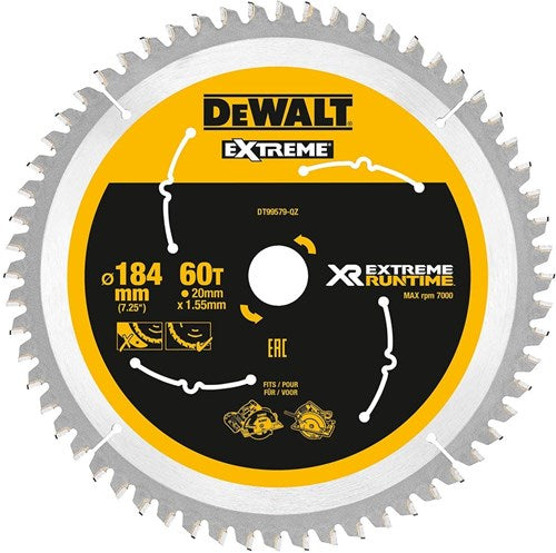 Dewalt accessoires | cirkelzaagblad extreme | 184x20x60t - dt99579-qz
