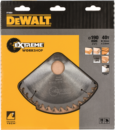 Dewalt accessoires cirkelzaagblad s40 190x30x40t - dt4064-qz