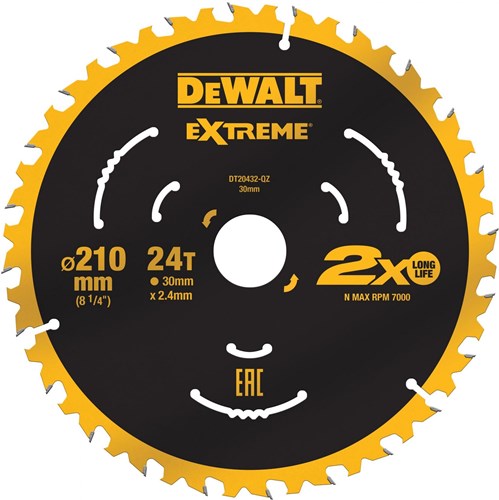 Dewalt accessoires cirkelzaagblad tct | 210x30x24t - dt20432-qz