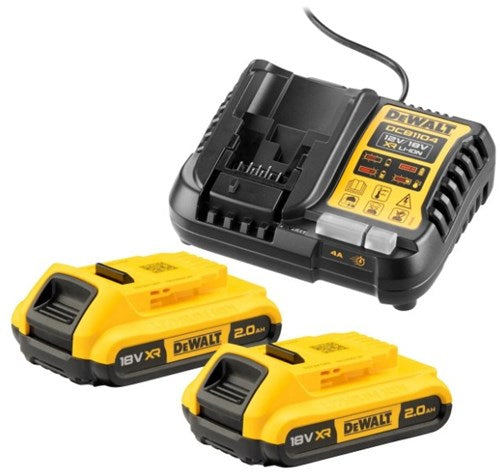 Accesorios Dewalt dcb1104d2-qw conjunto de valor de batería de 18v: 2 baterías de 2.0ah + cargador múltiple xr - dcb1104d2-qw