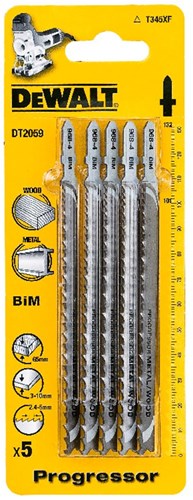Accessori Dewalt lama per seghetto alternativo bim progressir per metallo e alluminio 3-10mm, tubi e profilati e legno <65 mm, 100x74x2,4-5 mm, (t345xf) - dt2059-qz