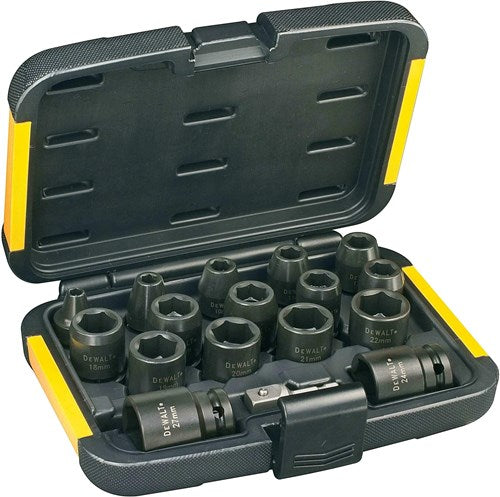Set prese accessori Dewalt 17 pezzi (adattatore da 6,8,10,11,12,13,14,16,17,18,19,20,21,22,24,27 mm da 1 4 a 1 2) - dt7506-qz