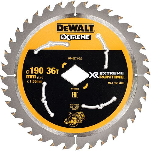 Lama per sega circolare Dewalt Accessories Extreme Runtime per dcs577 190mm 36t (foro a forma di diamante) - dt40271-qz