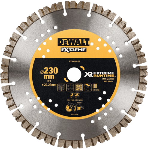 Accessori Dewalt Disco diamantato extreme runtime, segmentato, ø230mm 22.2mm (dcs690) - dt40260-qz