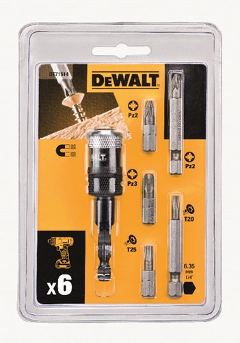 Imp dewalt accessori act set 7 pezzi + adattatore compatto per punte a vite a caricamento rapido - dt71514-qz