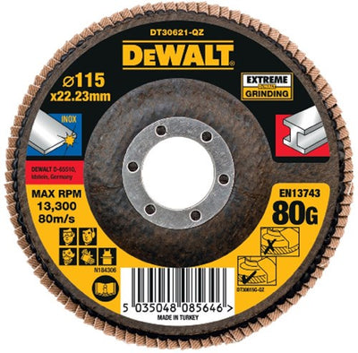 Dewalt accessori disco abrasivo lamellare estremo 115x22,2mm 80g - dt30621-qz - 1 pezzo - dt30621-qz