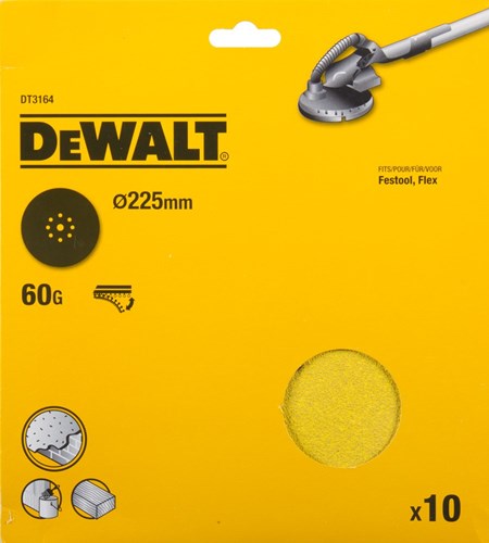 Disco abrasivo Dewalt accessori, ø225mm, festool, flex 9 perf., k60 (10x) - dt3164-qz