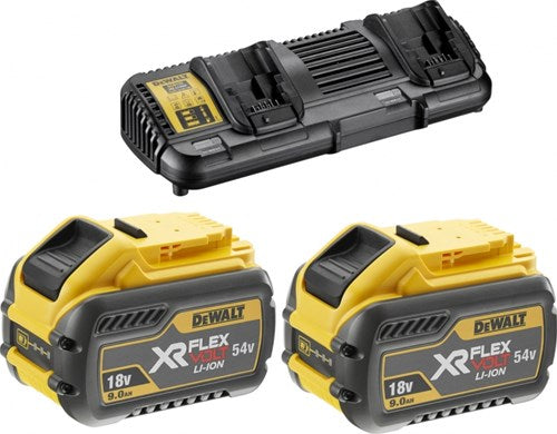 Starter kit Dewalt dcb132x2-qw flexvolt - 2 batterie flexvolt 54v 9.0ah li-ion + caricatore doppio dcb132