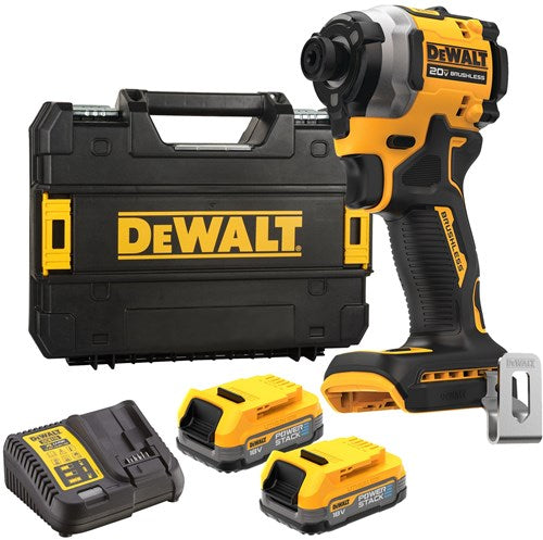 Avvitatore a percussione a batteria Dewalt dcf850e2t | Stack di alimentazione 18 V XR | impostare | 2 batterie + caricabatterie | in tstak-dcf850e2t-qw