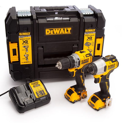 Dewalt dck2110l2t action set dcd701 taladro/destornillador + destornillador de impacto dcf801 12v 3.0ah xr - dck2110l2t-qw