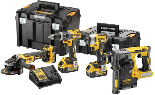 Juego de baterías Dewalt dck422p3t | dcd796 + dcf887 + dcg405 y dch273 en cajas T-stak | 18v 5.0ah li-ion - dck422p3t-qw