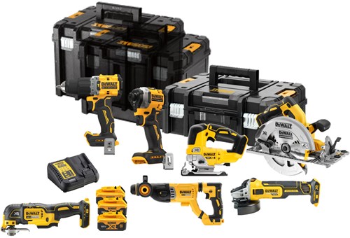 Dewalt dck706p3t | Confezione combinata da 7 pezzi | xr 18 volt | 5,0 ah | ioni di litio | 3 batterie - dck706p3t-qw