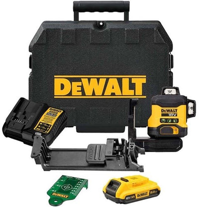 Laser a croce autolivellante Dewalt dcle34031d1-qw | 3x360°| raggio verde | 18 volt | Batteria agli ioni di litio da 2,0 Ah + caricabatterie - dcle34031d1-qw