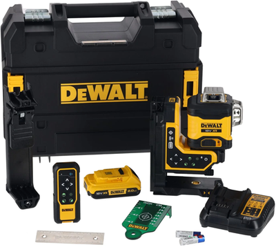 Láser de líneas cruzadas Dewalt dcle34035d1-qw | 3x360° | rayo verde | + control remoto | 18 voltios | 2.0ah li-ion + cargador - dcle34035d1-qw