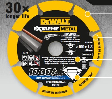 Dewalt DT40252 disco diamantato in metallo estremo | 125 x 22,23 x 1,3 mm - dt40252-qz