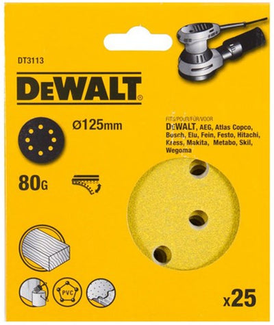 Disco de lijado Dewalt, ø125mm (d26453), k80 - dt3113-qz - dt3113-qz