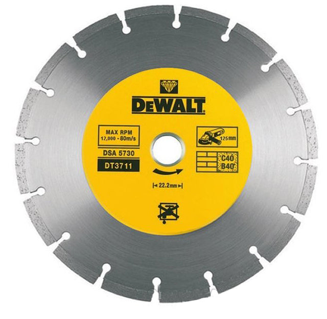 Disco diamantato Dewalt segmentato 125mm dt3711 - dt3711-qz