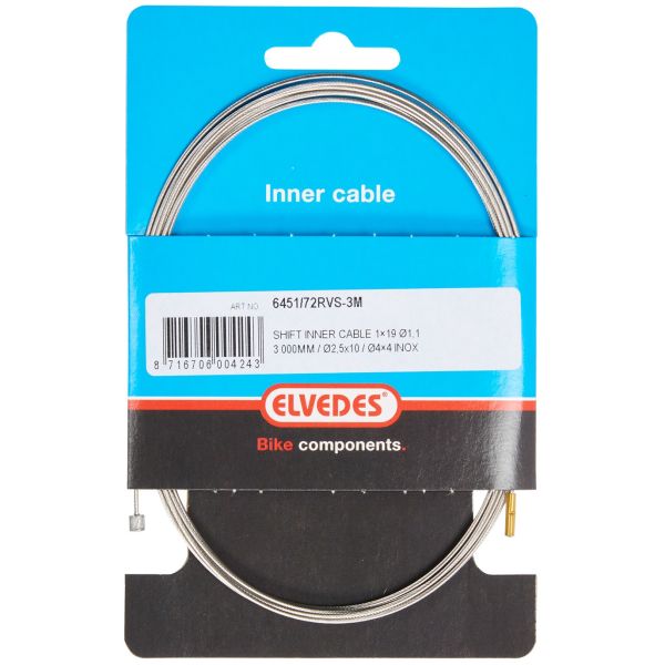 Gear inner cable stainless steel 2 nipples 3 meters 6451 72rvs 3m