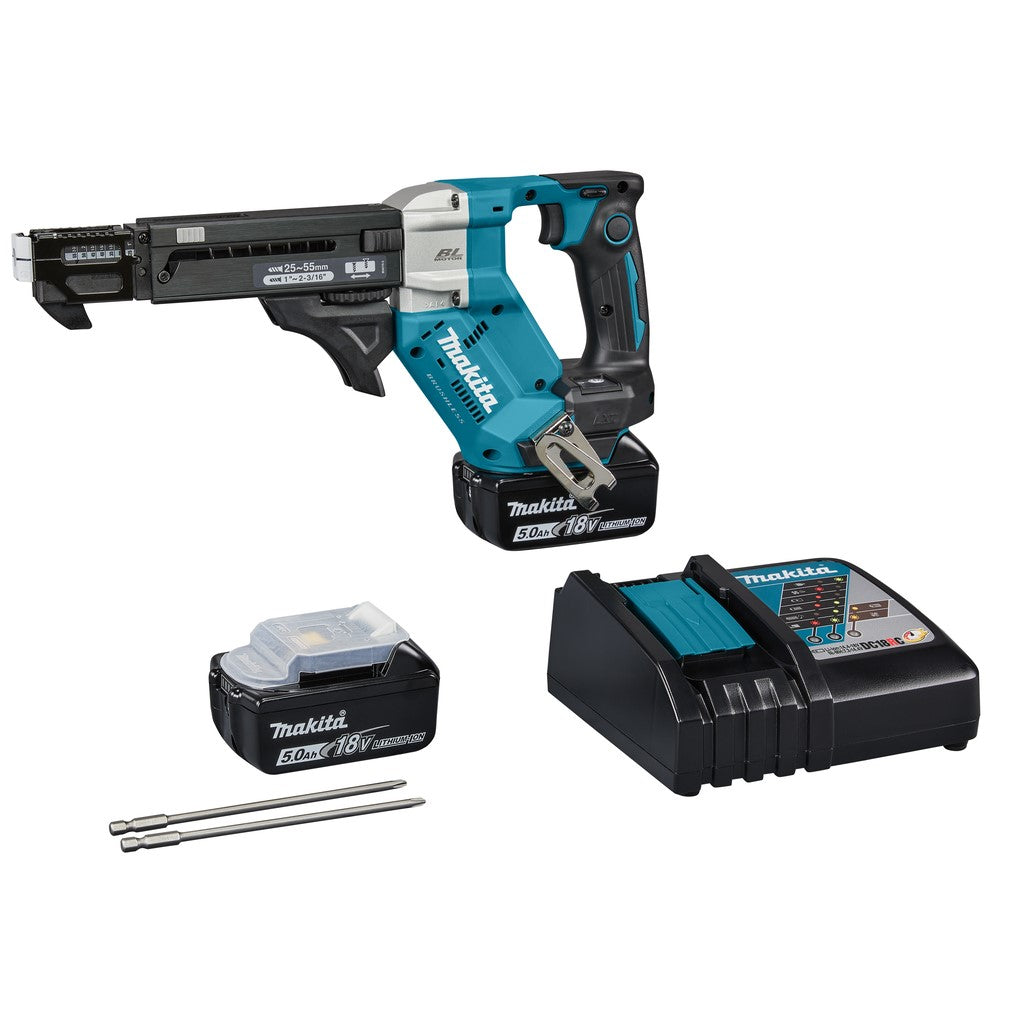 Makita dfr551rtj | 18v| macchina a vite | 25-55mm| 5,0 ah (2 pezzi) | caricabatterie veloce | nell'mbox dfr551rtj