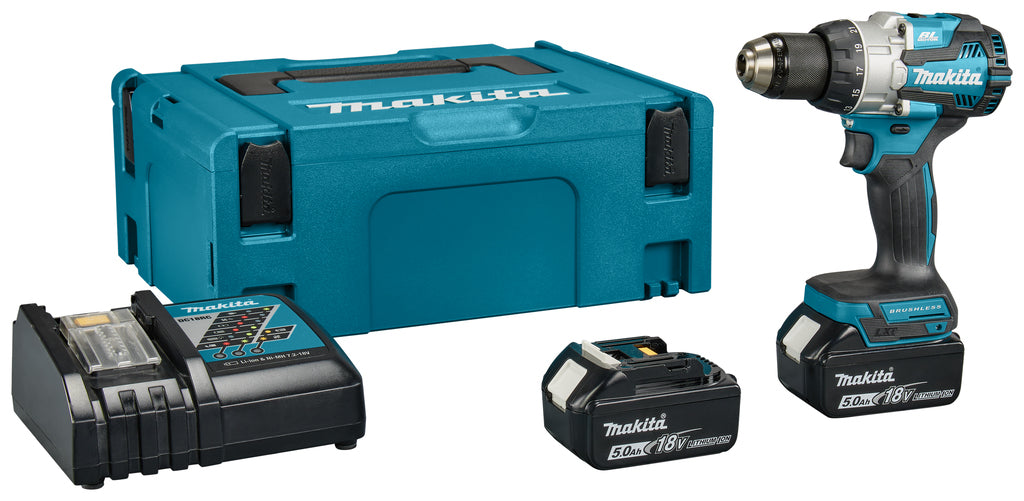 Makitadhp489rtj | Trapano avvitatore a percussione 18 v, batteria 5,0 ah (2 pz), caricabatterie rapido, in mbox - dhp489rtj