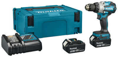 Makitadhp489rtj | Trapano avvitatore a percussione 18 v, batteria 5,0 ah (2 pz), caricabatterie rapido, in mbox - dhp489rtj