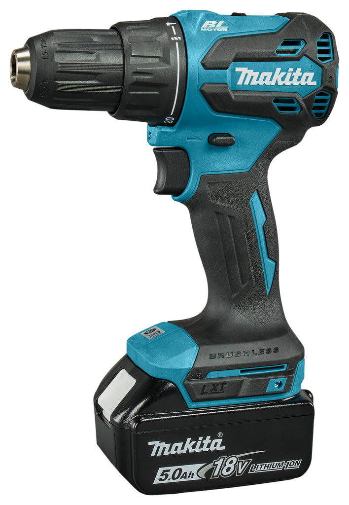 Makita dhp490rtj | taladro de impacto inalámbrico | sin escobillas | 18v | con baterías de 5.0ah en m-box - dhp490rtj