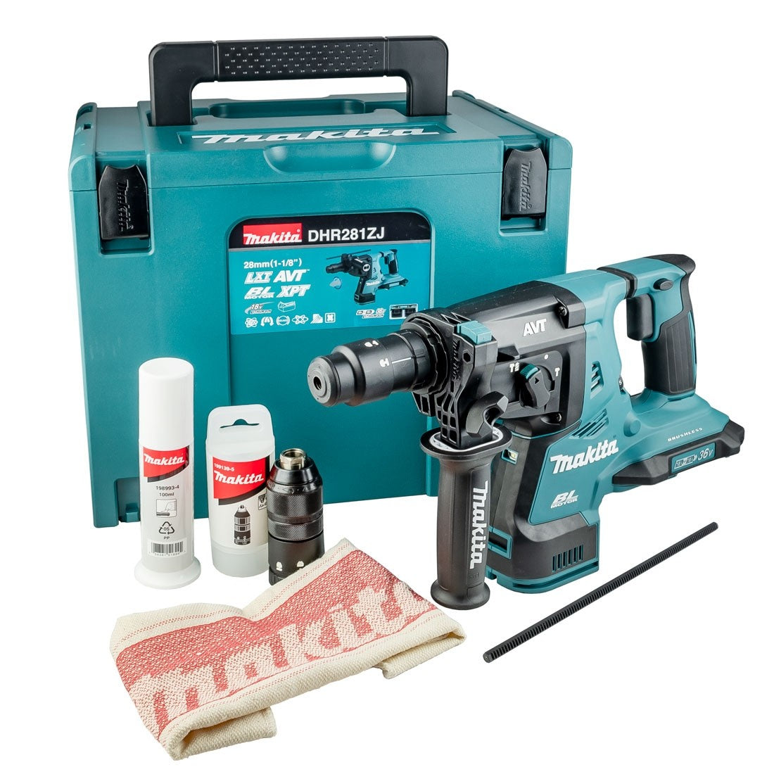 Makita hebr281zj trapano a percussione a batteria 2x18 v ioni di litio | sds-plus | senza batterie e caricabatterie, in mbox - hebr281zj