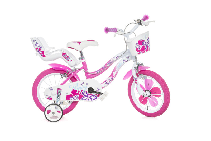 Dino flappy 14 inch 24 cm meisjes knijprem wit roze