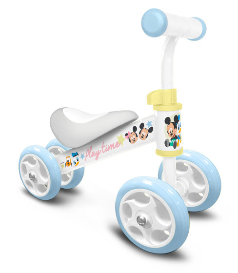 Tiempo de juego Mickey Balance Bike con 4 ruedas Junior White Light Blue