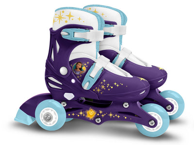 Disney Wish 2 en 1 tri patinatías en línea semi-softs de color púrpura tamaño 27-30