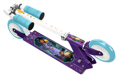 Disney Wish de 2 ruedas Kinderstep freno de pie plegable Púrpura azul