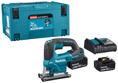 Makita djv184rtj | Seghetto alternativo 18v | maniglia a D | Batteria da 5,0 Ah (2 pezzi) | caricabatterie veloce | in mbox djv184rtj