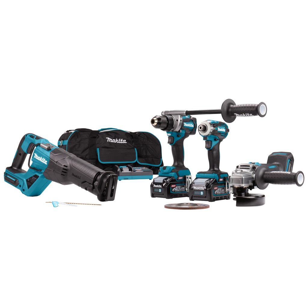 Makita dk0126g401 | conjunto combinado | 40v máximo | 4.0ah | iones de litio | taladro inalámbrico df001g | destornillador de impacto td003g | sacapuntas ga005g | sierra alternativa jr001g - dk0126g401