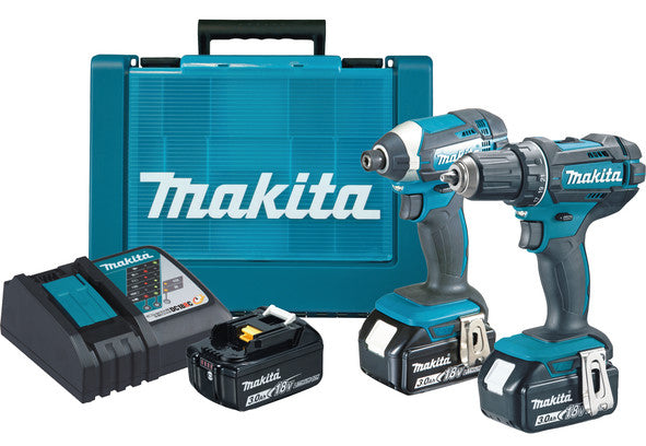 Set combinato Makita dlx2127x1 - trapano/avvitatore ddf482 18v + avvitatore a percussione dtd152 batteria 3,0 ah (3 pz), caricabatterie rapido in valigetta