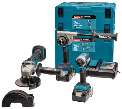 Makita dlx3155tj | conjunto combinado | 18v | taladrado, atornillado (impacto) y rectificado | conjunto | 5,0 ah | en mbox-dlx3155tj