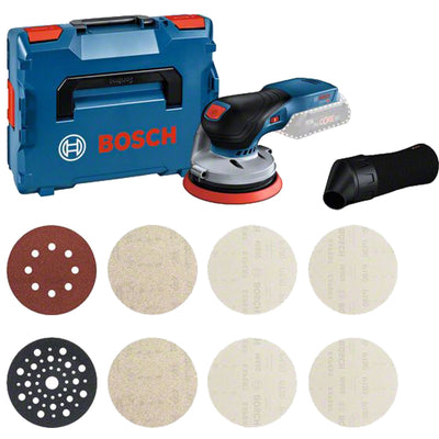 Bosch blauw gex 18v-125 professional | accu-excenterschuurmachine | 18v zonder accu's lader + m480 starterset | in l-boxx - 0615a5004h