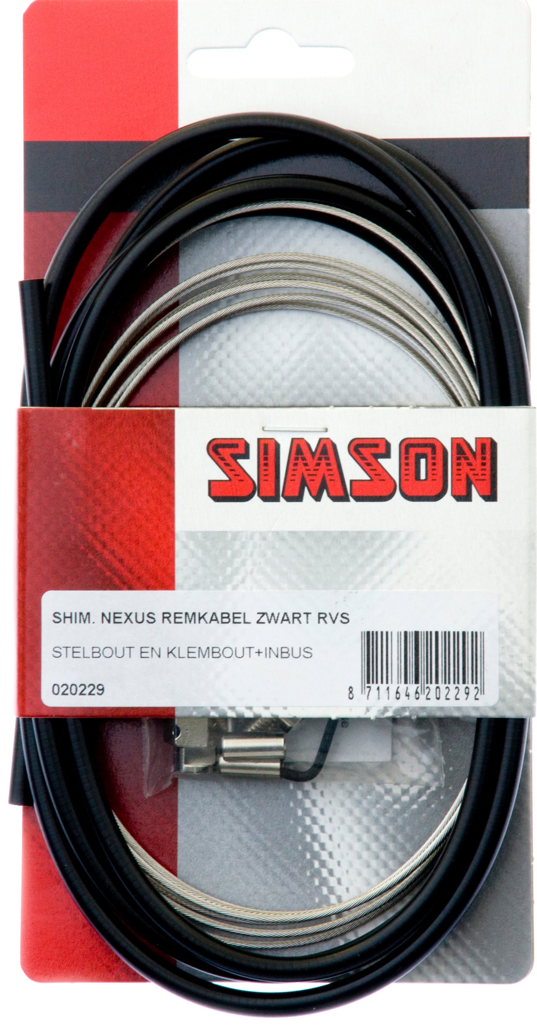 Conjunto de cable de freno Nexus RollerBrake 1600 2250 mm de plata negra