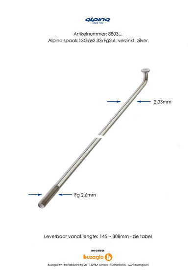 ALPINA SPRIKE 13G (2,34 mm) 230mm zinco (P36)