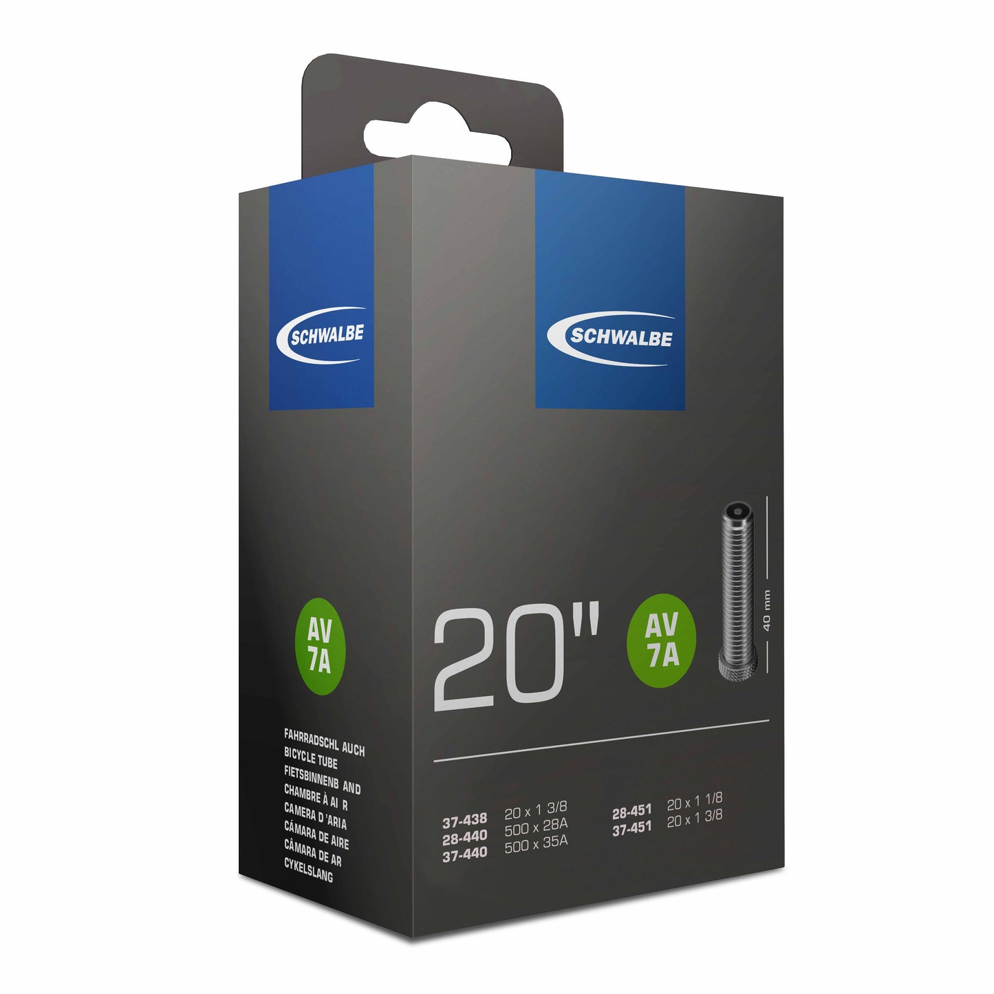 Schwalbe Inner Tube AV7A 20 pollici 20x1 3 8 28 37-438-451 AV 40 mm